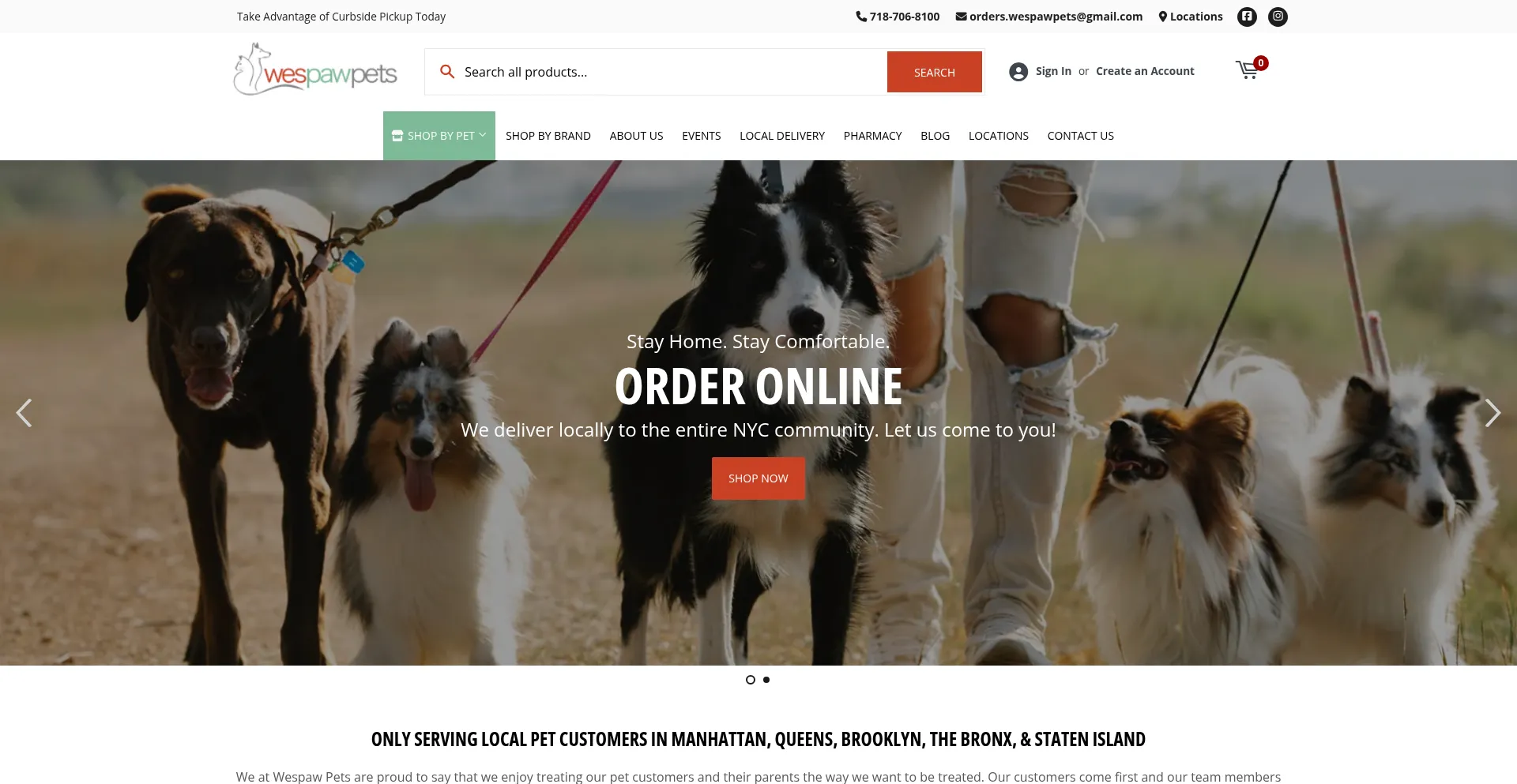 Website screenshot of Wespawpets.com