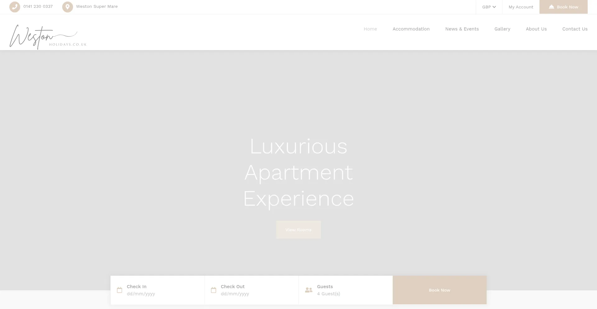 Website screenshot of Westonholidays.co.uk