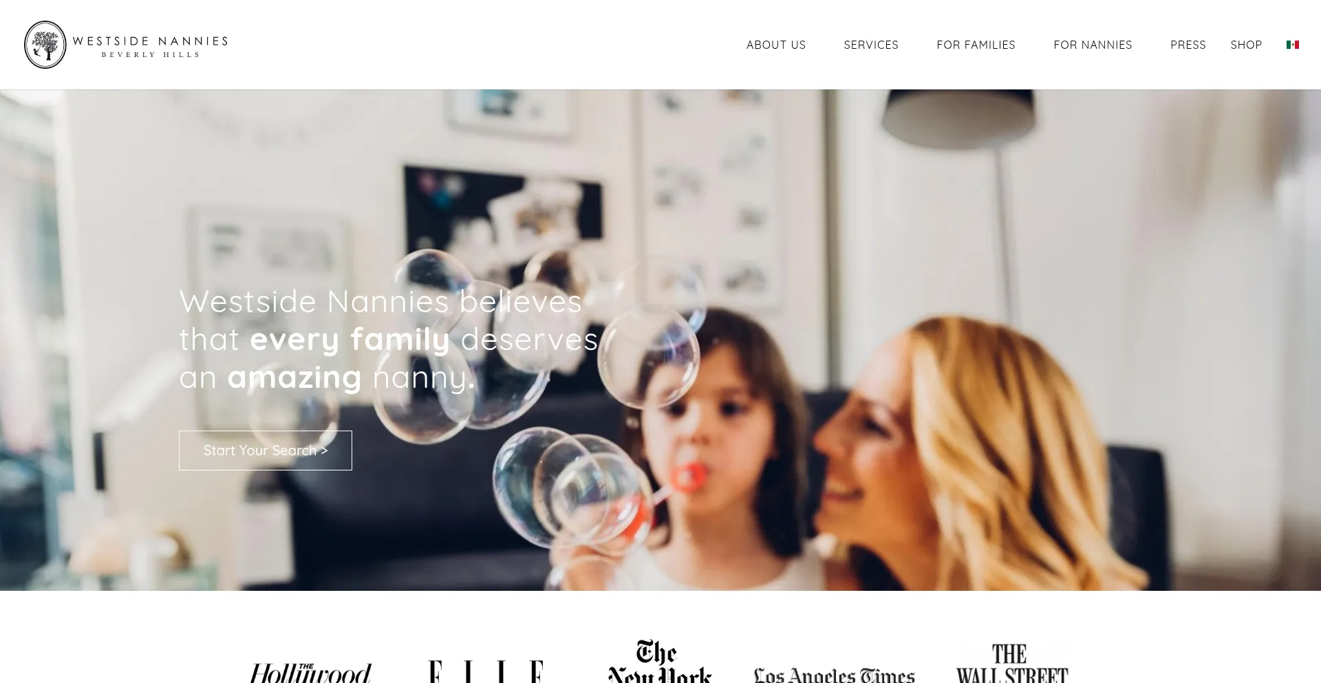 Website screenshot of Westsidenannies.com