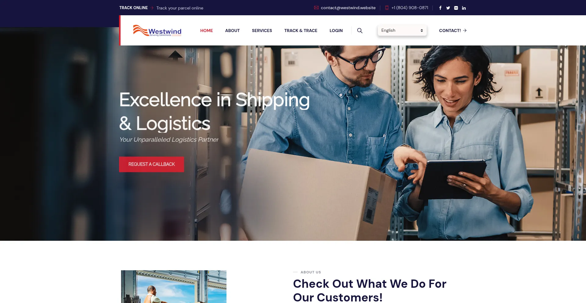 Website screenshot of Westwind.website
