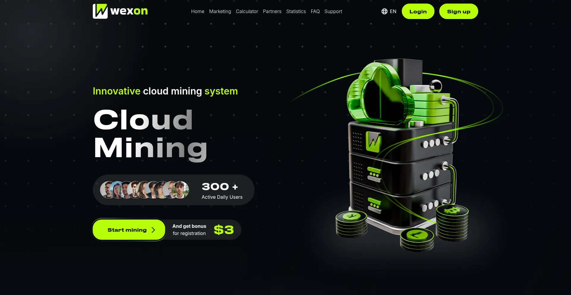 Website screenshot of Wexon.pro