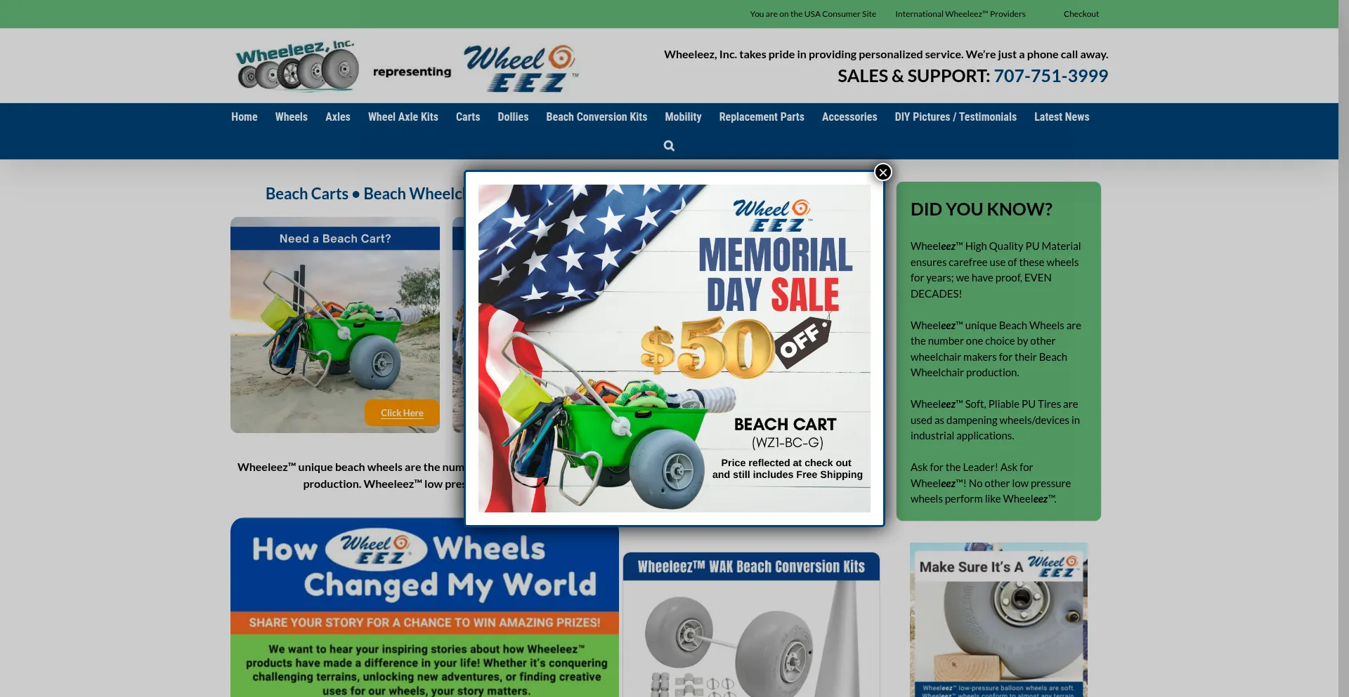 Website screenshot of Wheeleez.com