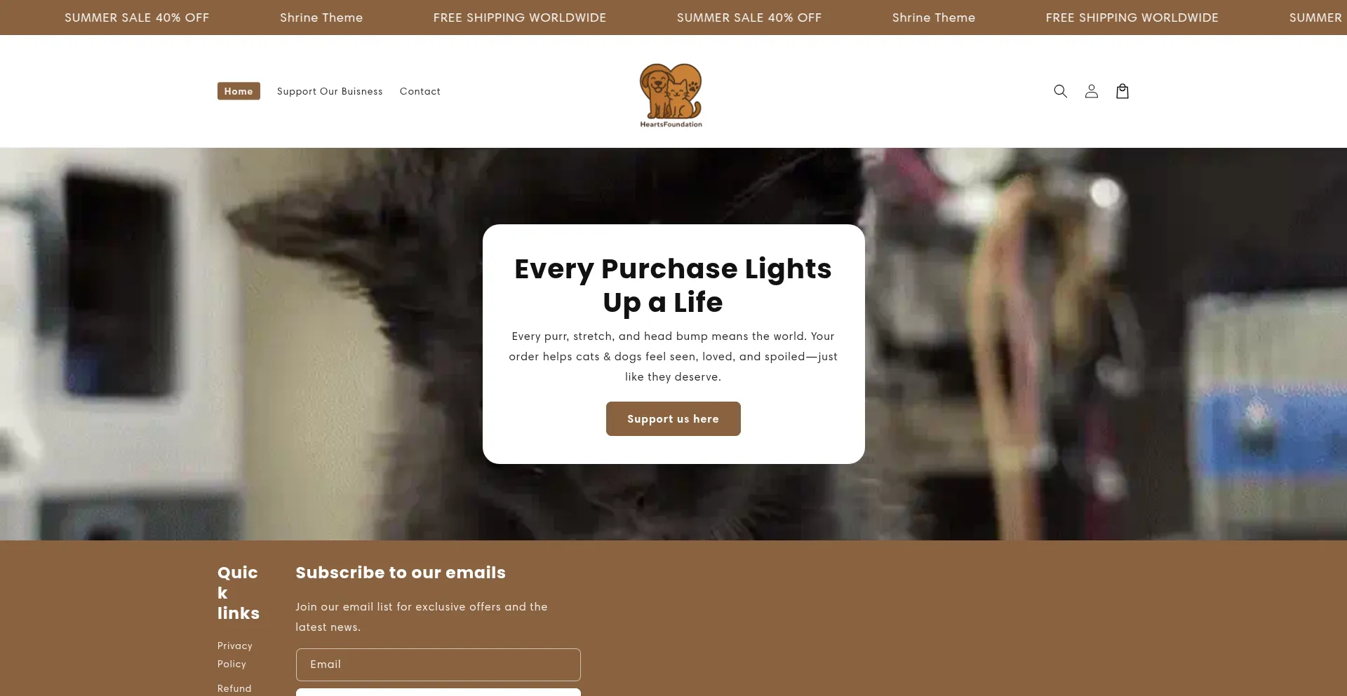 Website screenshot of Whiskerhearts.com