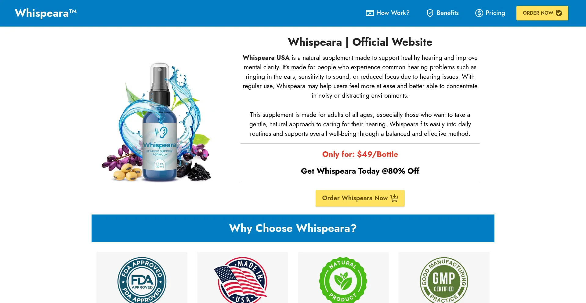 Website screenshot of Whispeara.cc