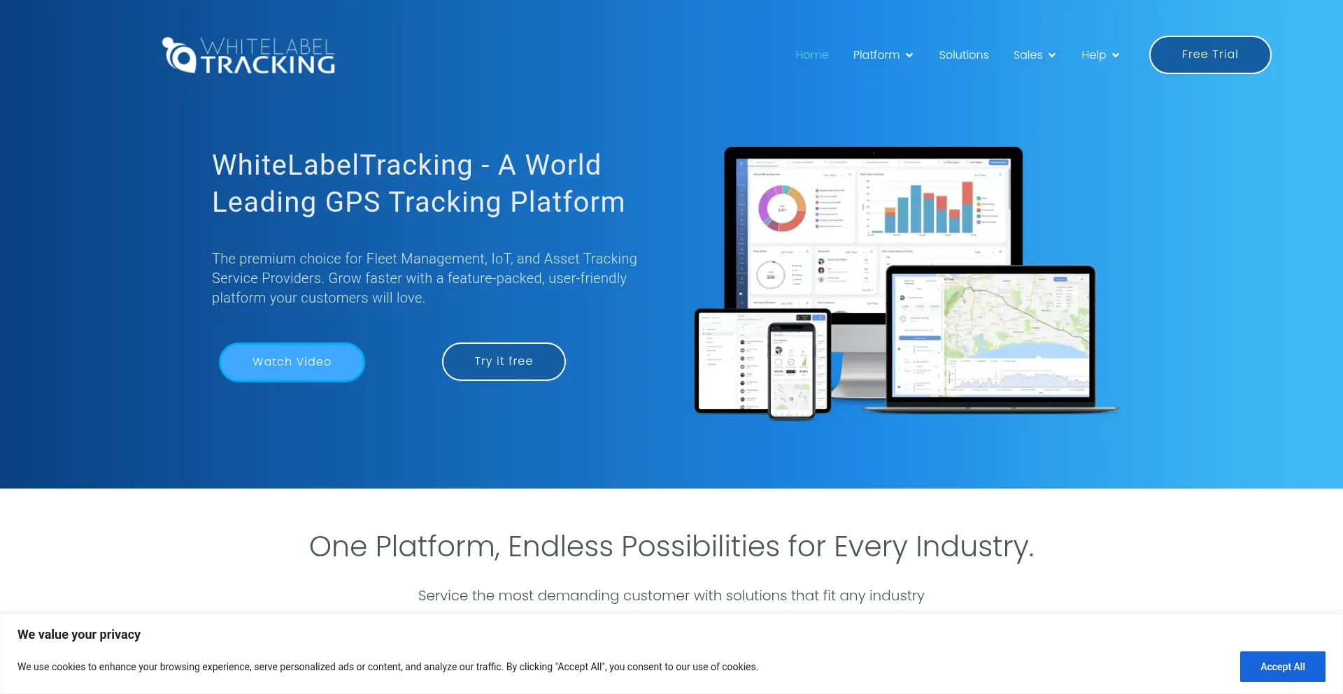 Website screenshot of Whitelabeltracking.com