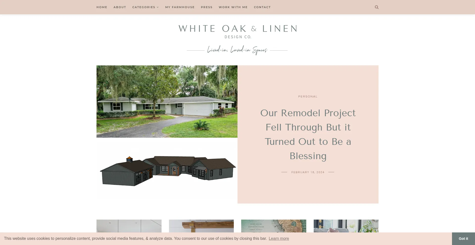Website screenshot of Whiteoakandlinen.com