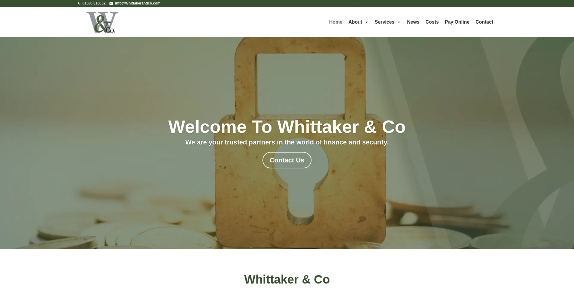 Website screenshot of Whittakerandco.com