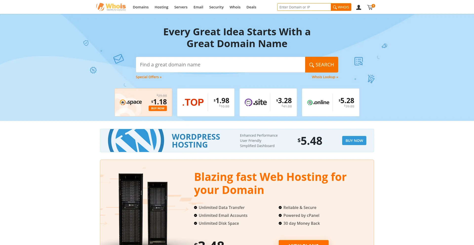 Website screenshot of Whois.com