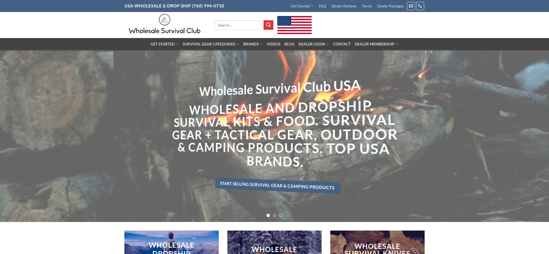 Website screenshot of Wholesalesurvivalclub.com