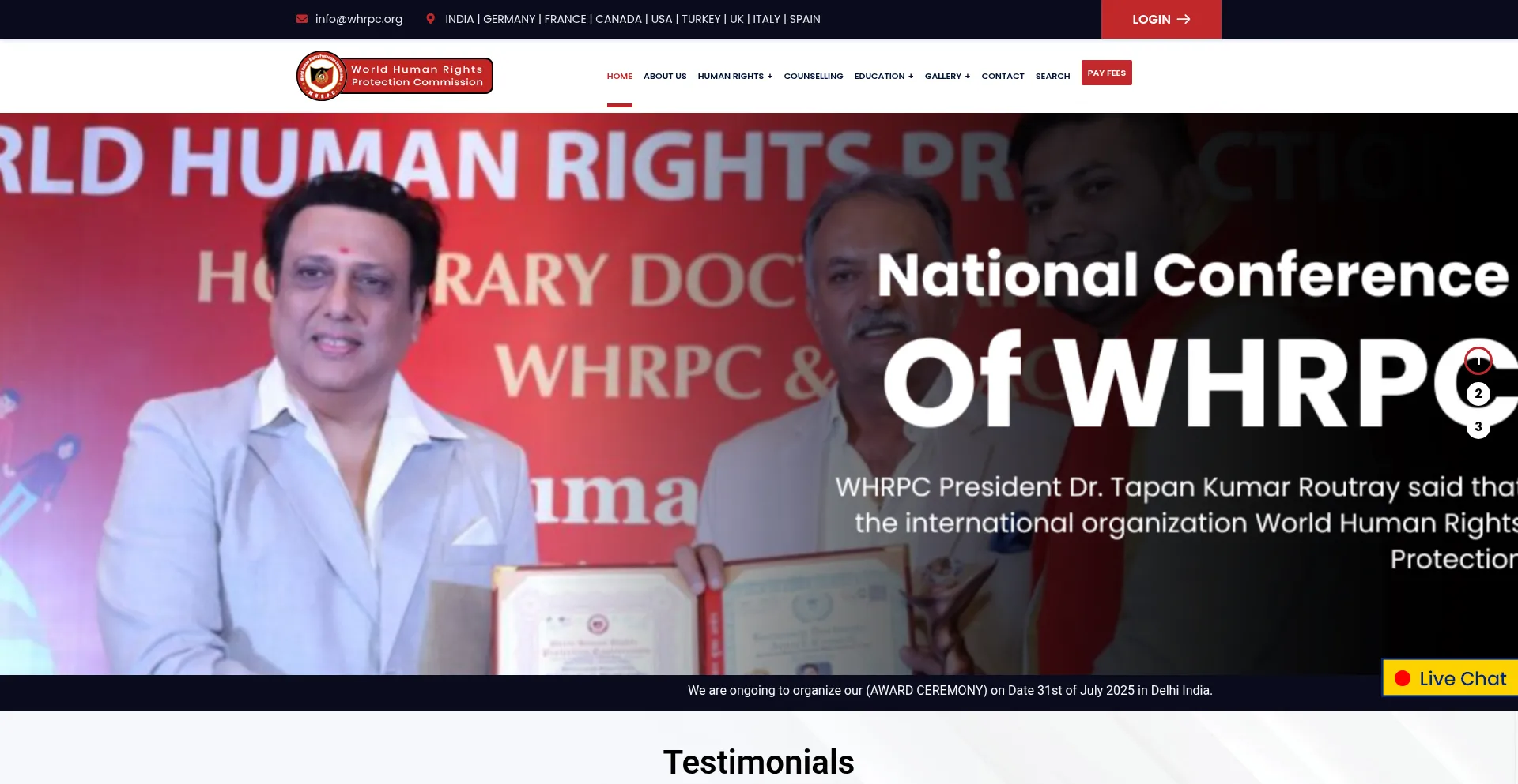 Website screenshot of Whrpc.org