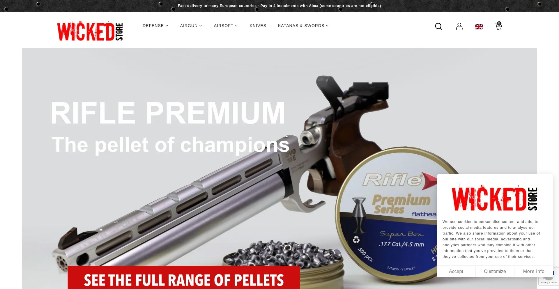 Website screenshot of Wicked-store.com