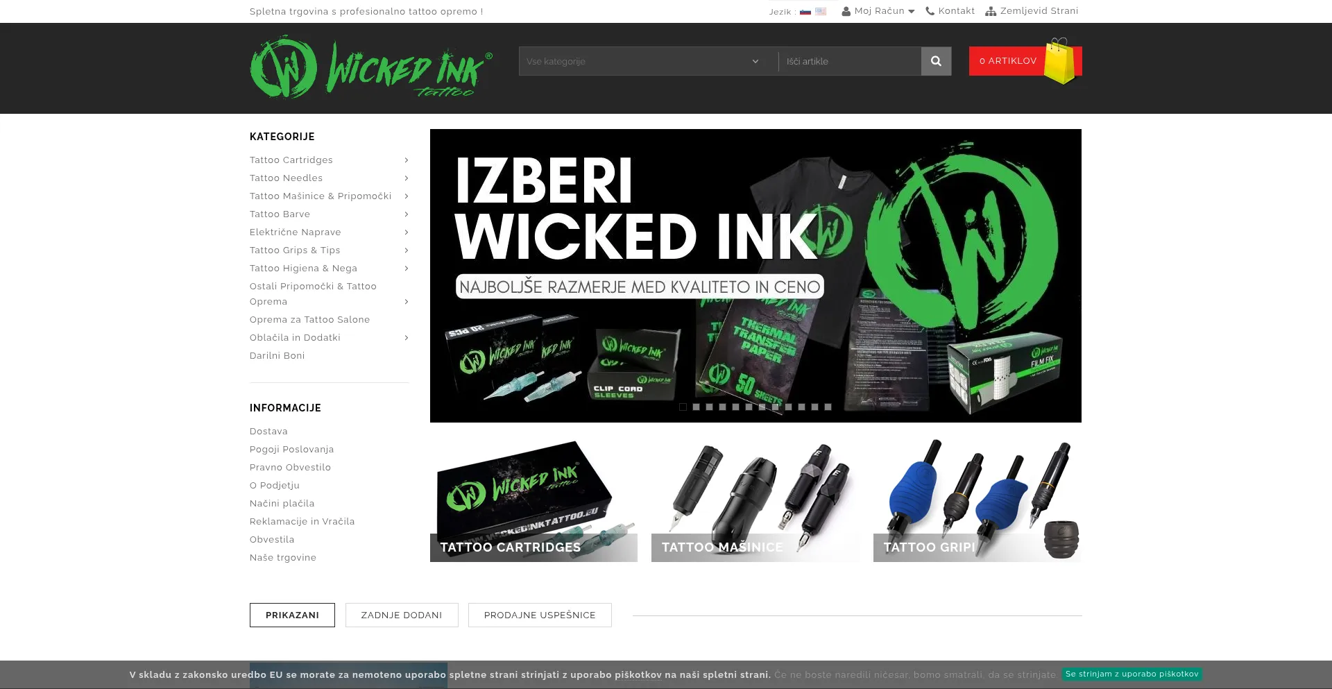 Website screenshot of Wickedinktattoo.eu