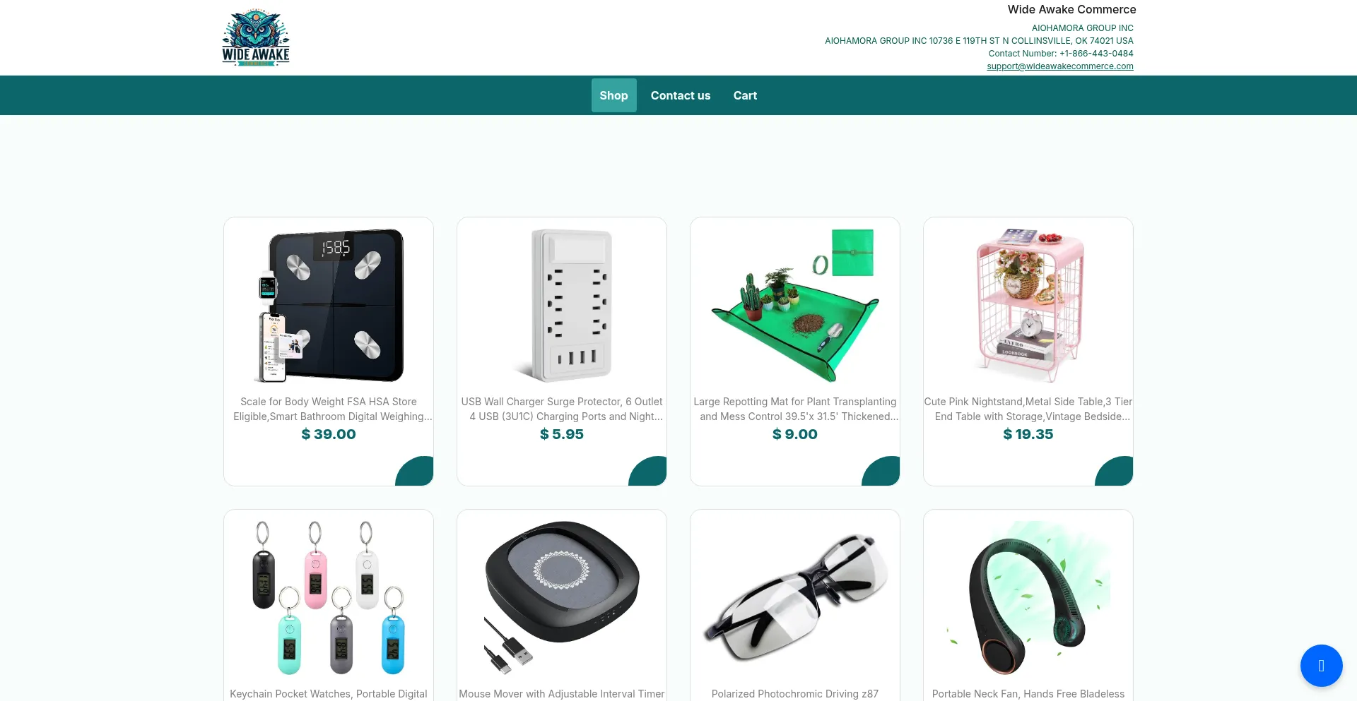 Website screenshot of Wideawakecommerce.com