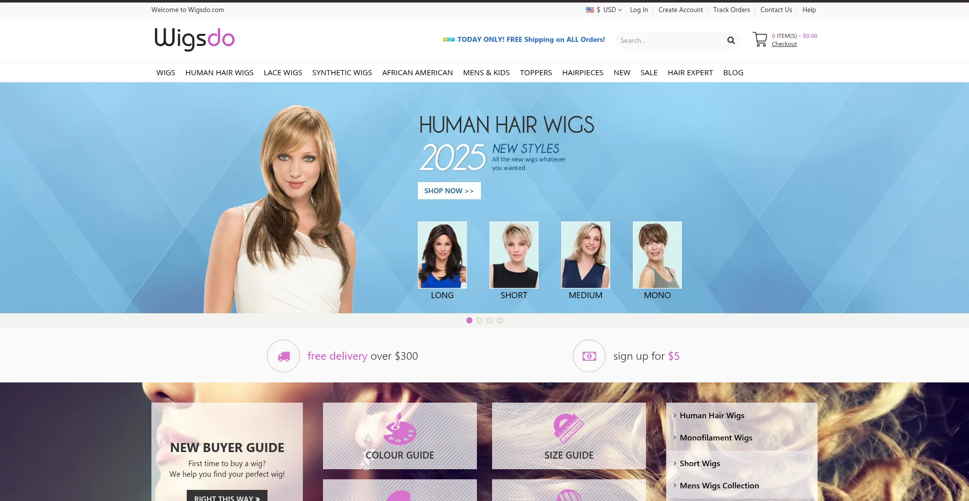 Website screenshot of Wigsdo.com