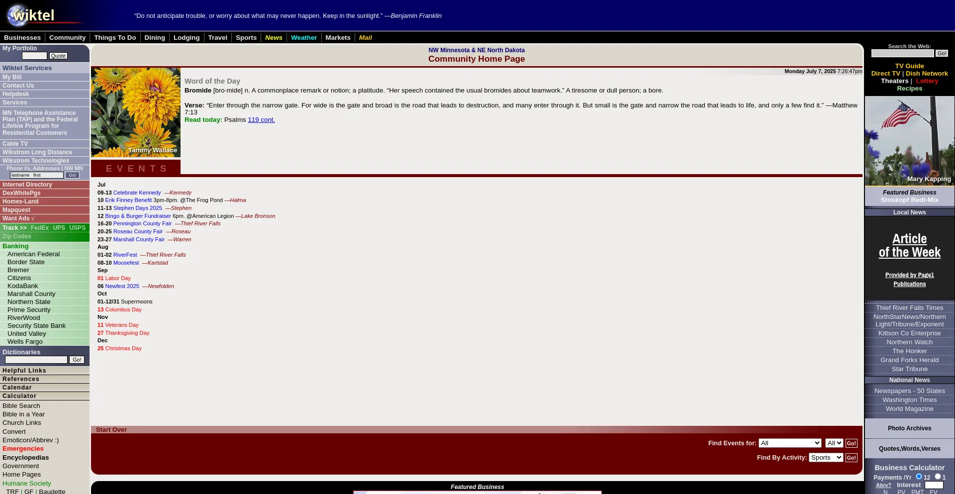 Website screenshot of Wiktel.com