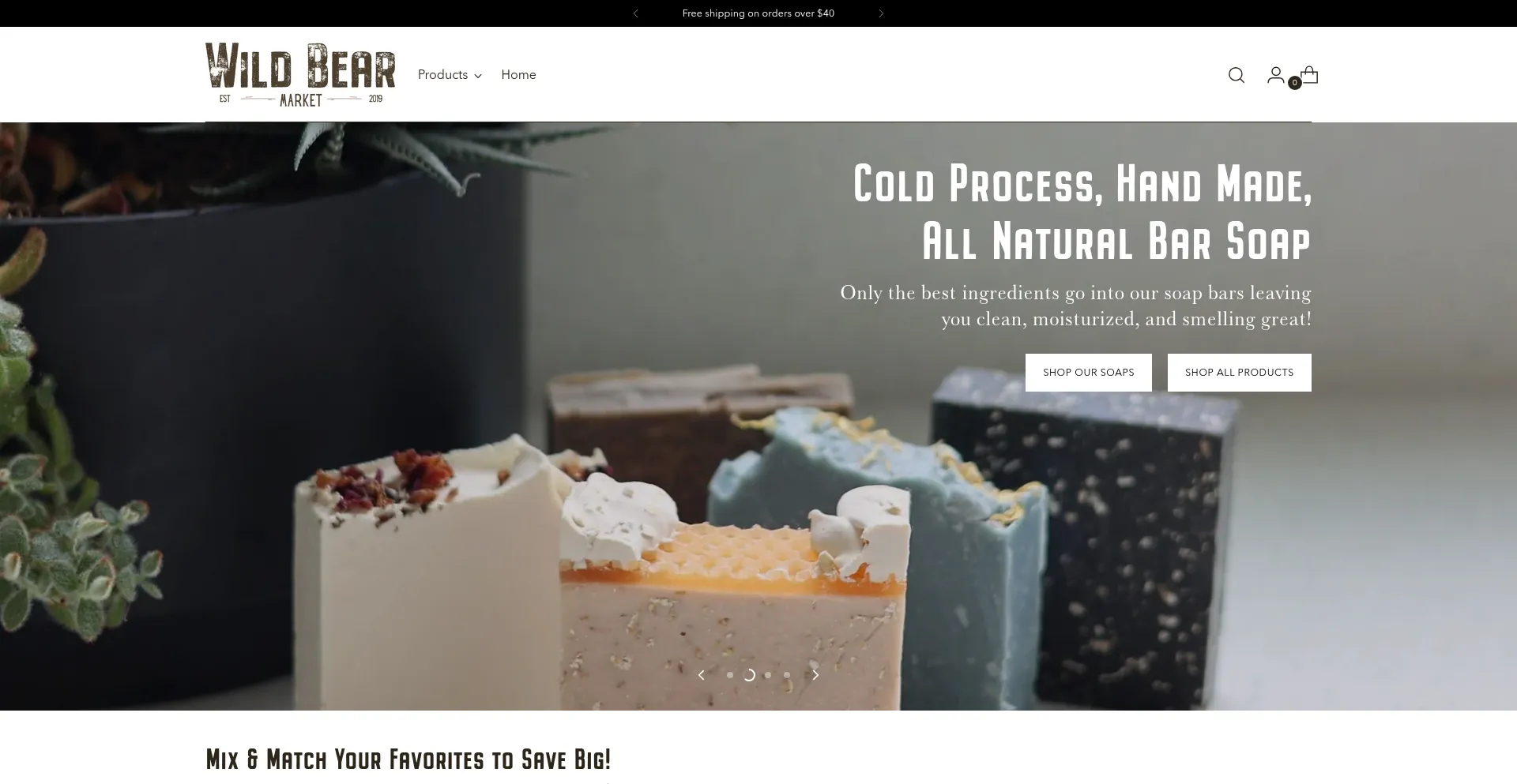 Website screenshot of Wildbearmarket.com
