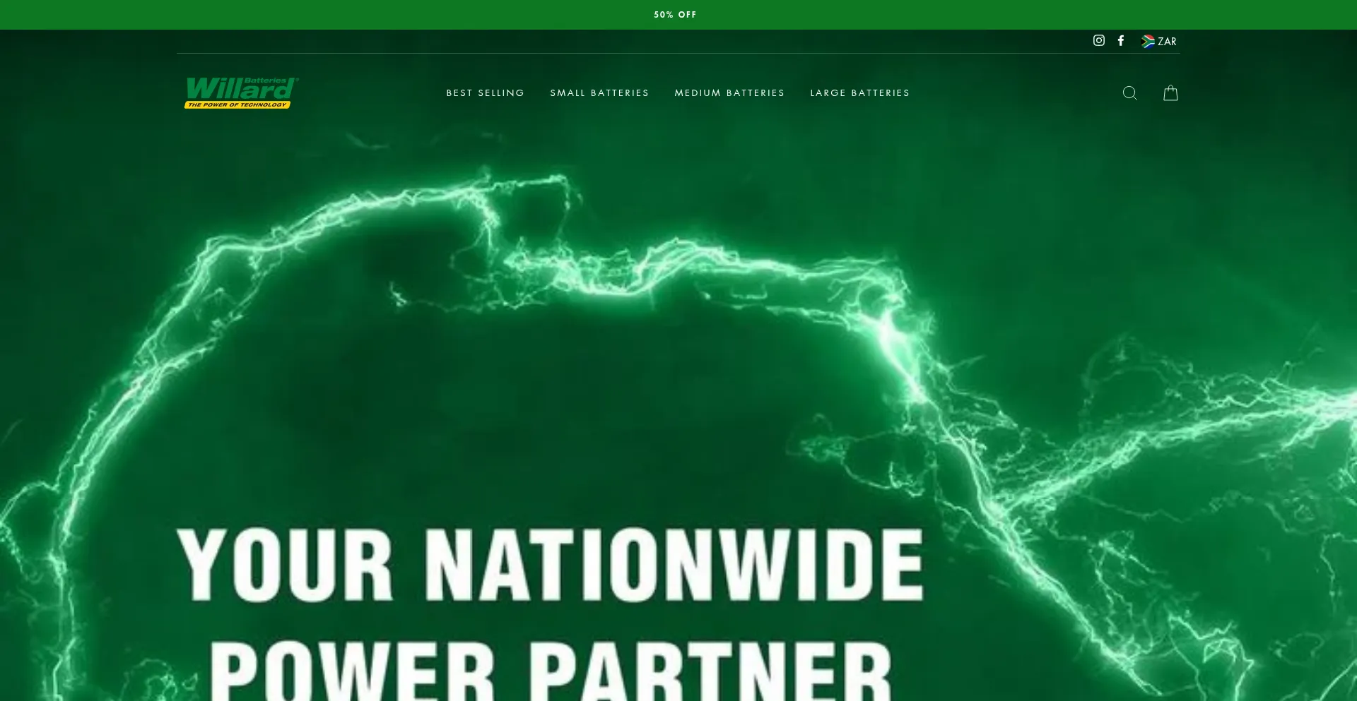 Website screenshot of Willardbatteryza.co.za