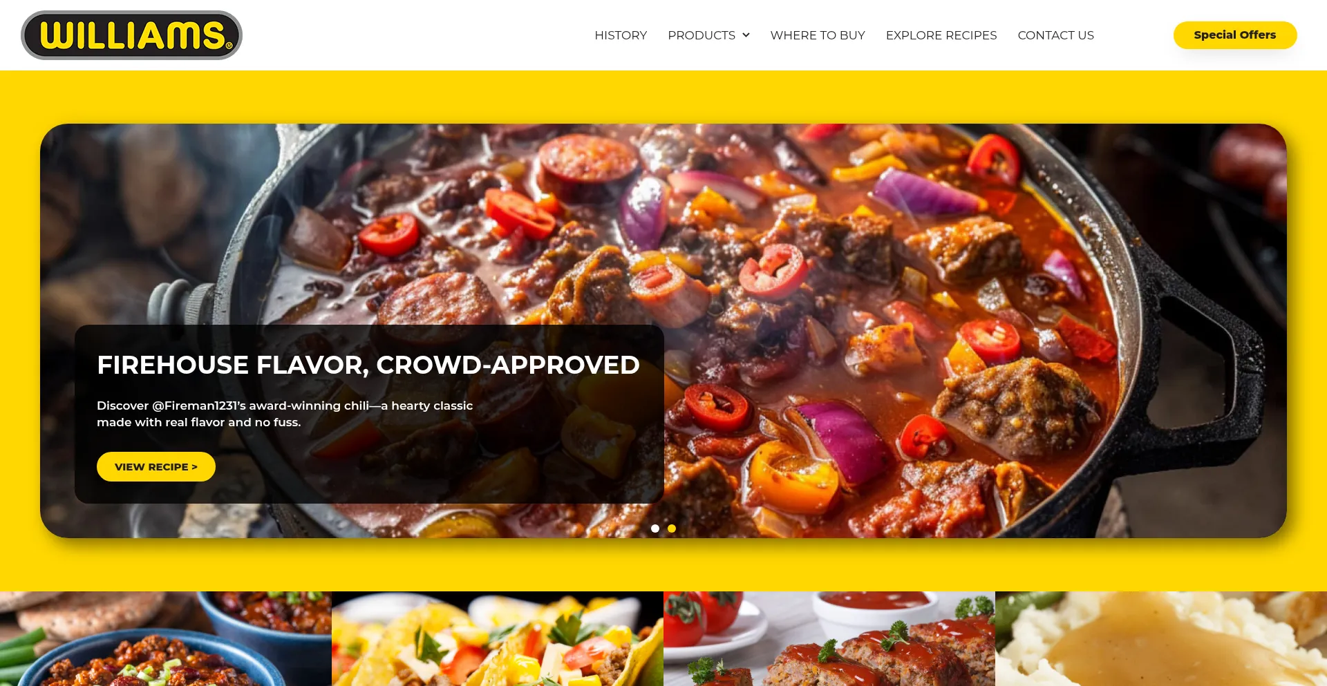 Website screenshot of Williamsfoods.com