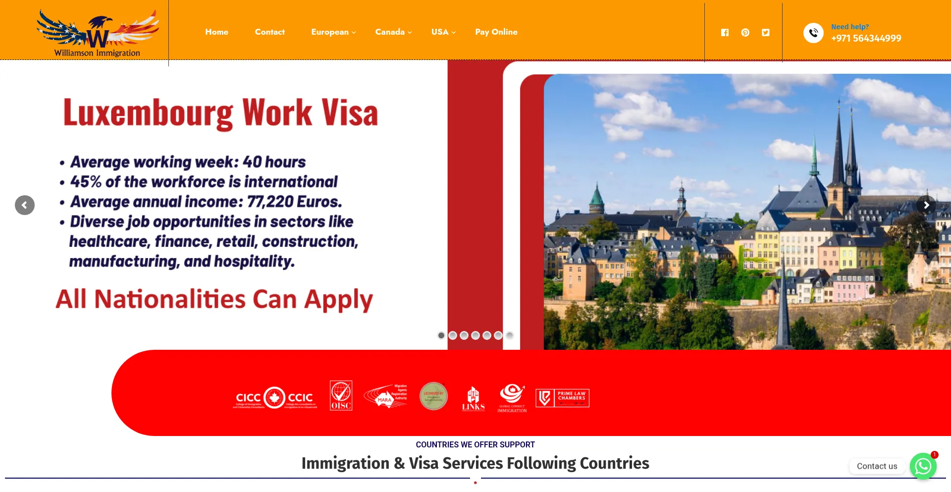 Website screenshot of Williamsonimmigration.com