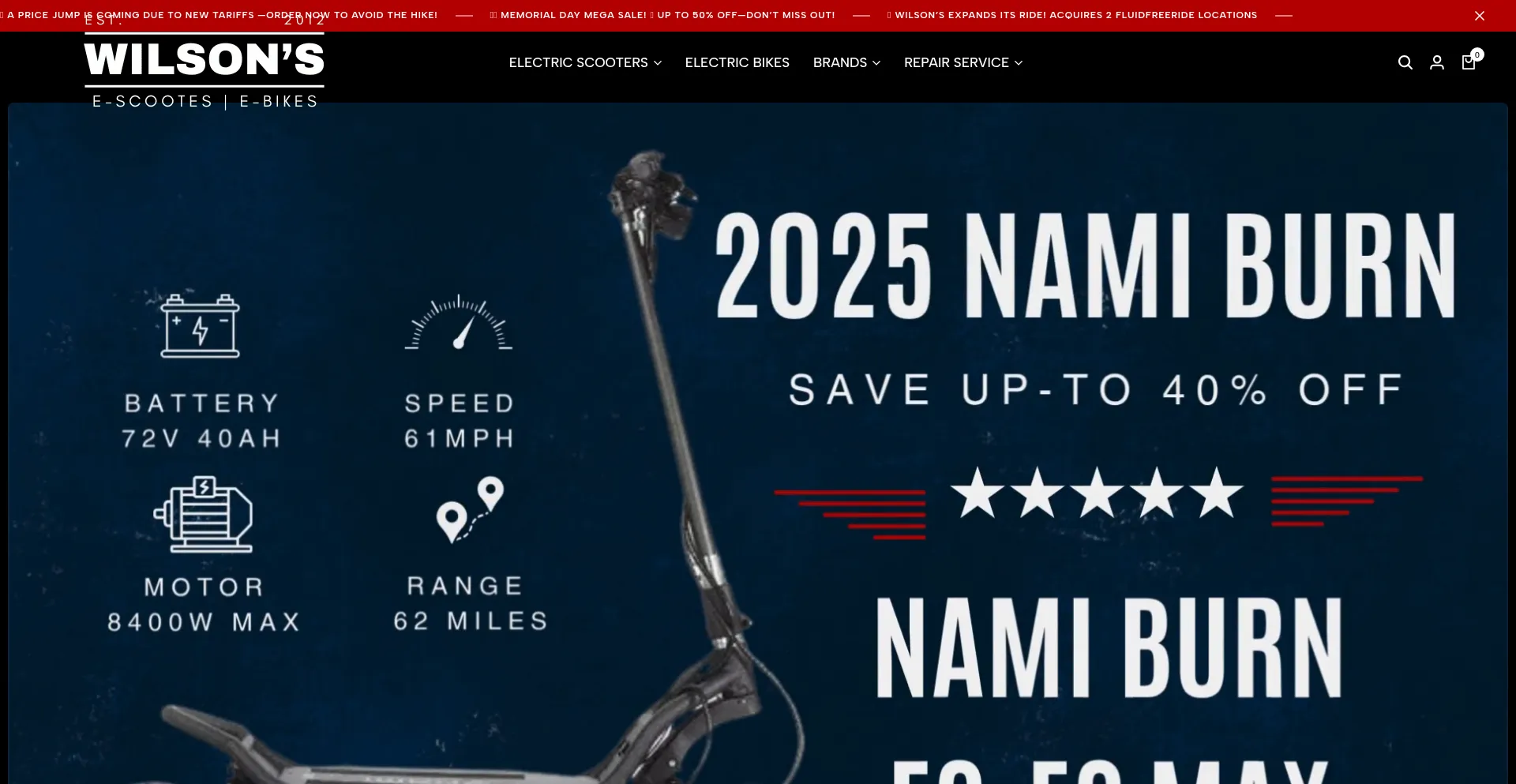 Website screenshot of Wilsonebikes.com