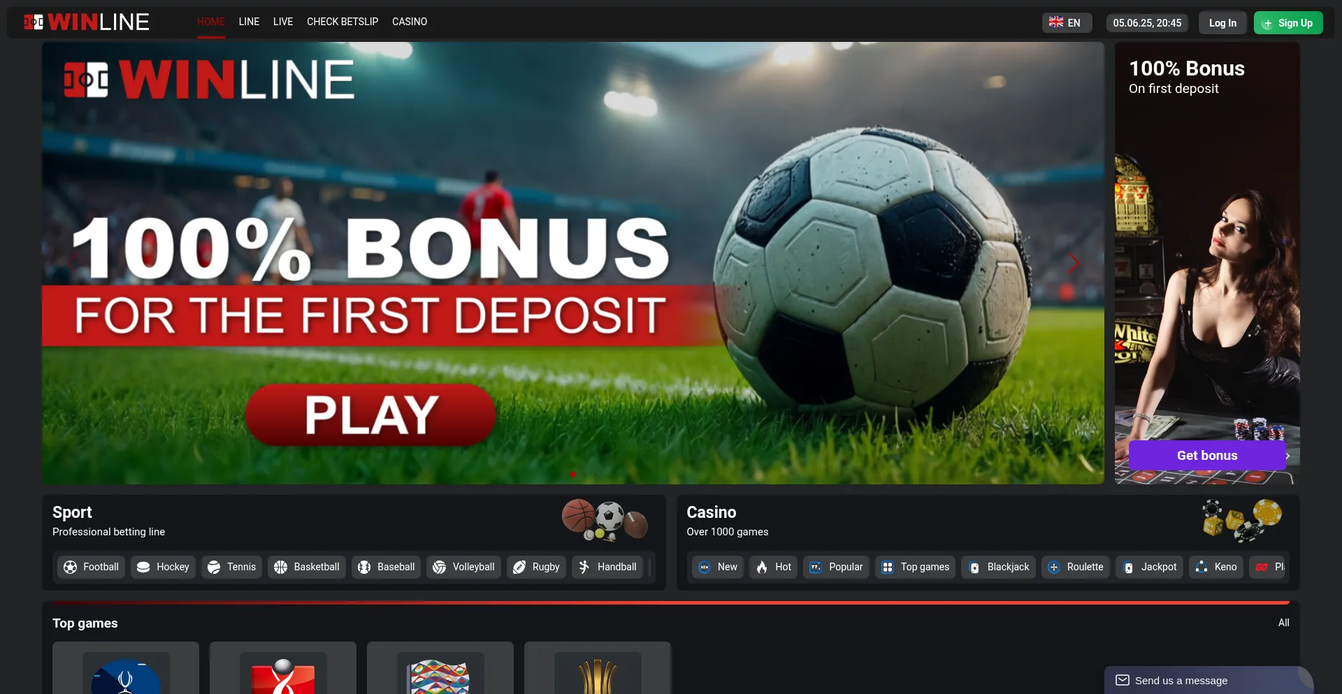 Website screenshot of Win-line.top