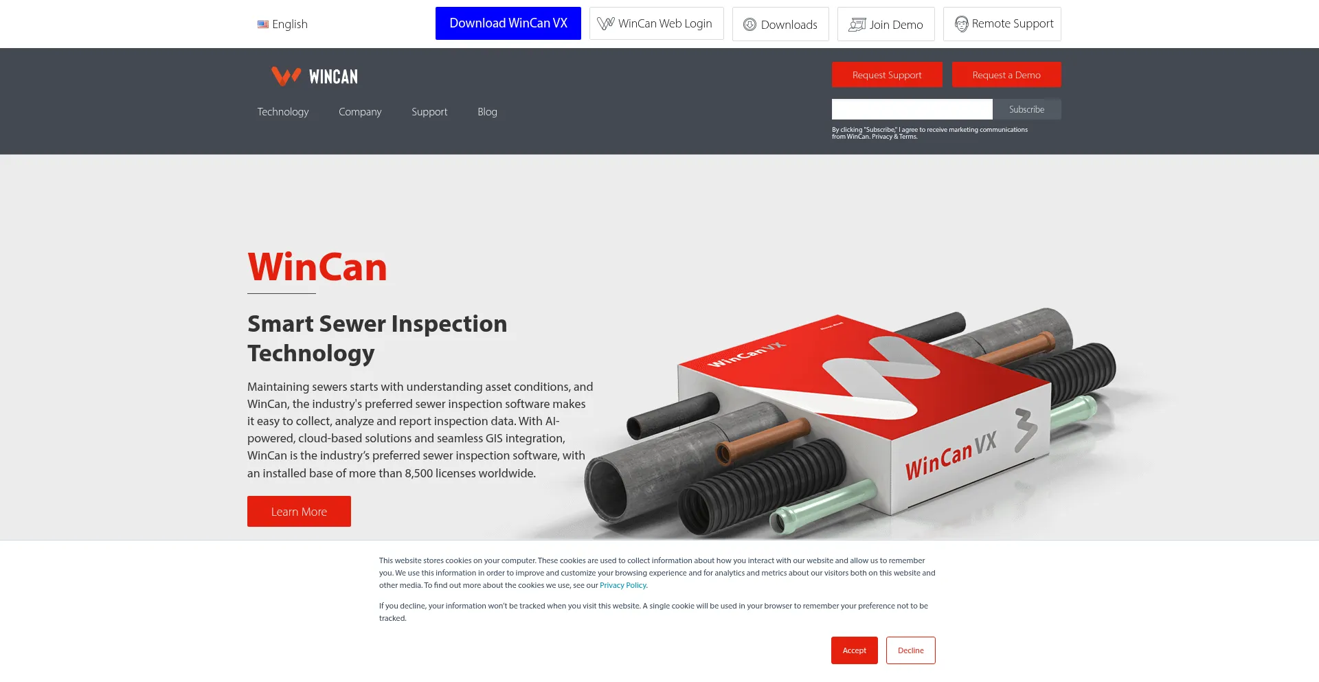 Website screenshot of Wincan.com