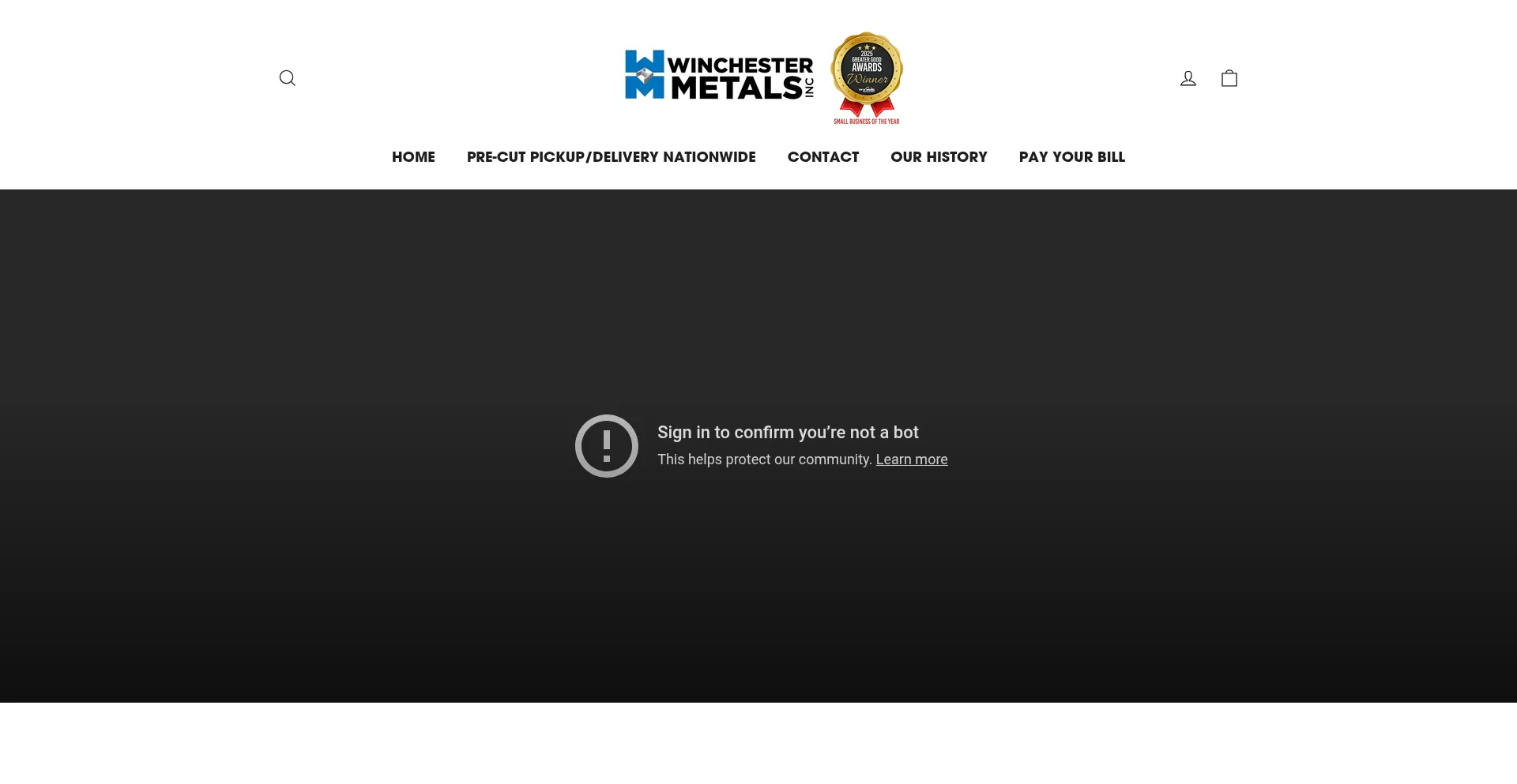 Website screenshot of Winchestermetals.com