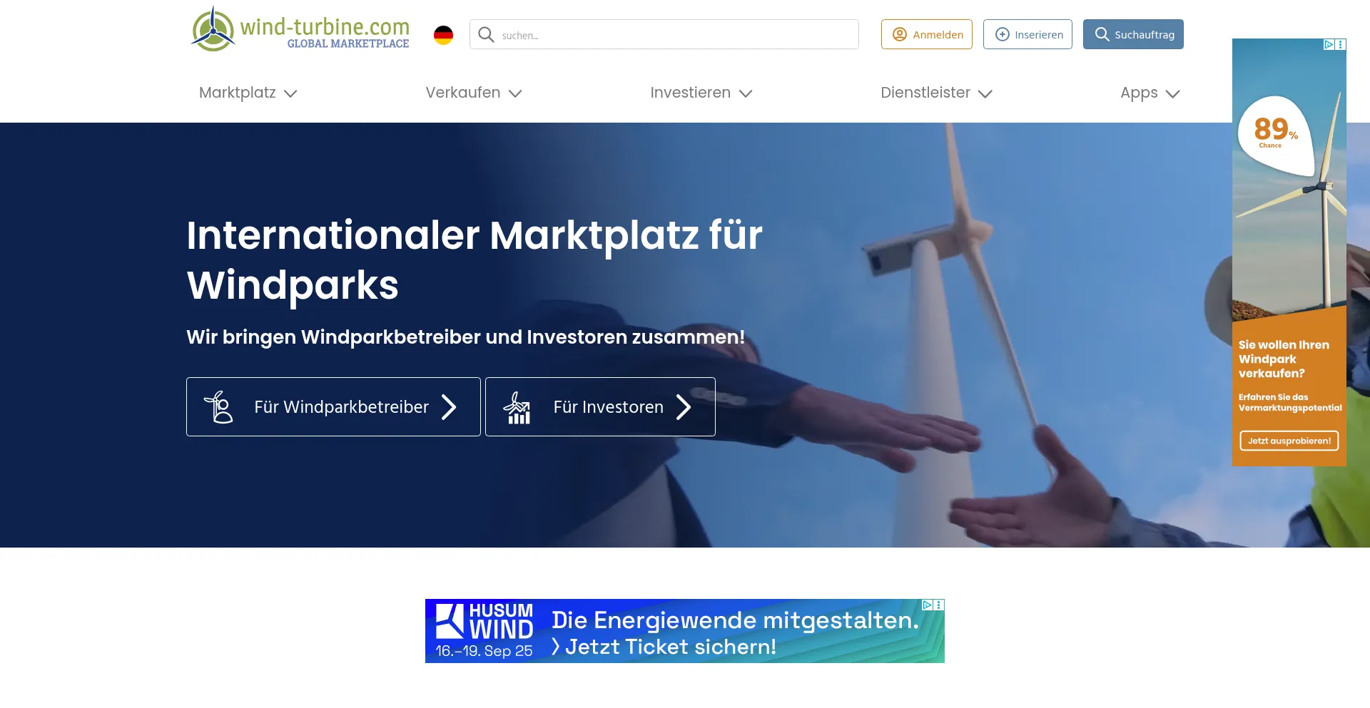 Website screenshot of Wind-turbine.com