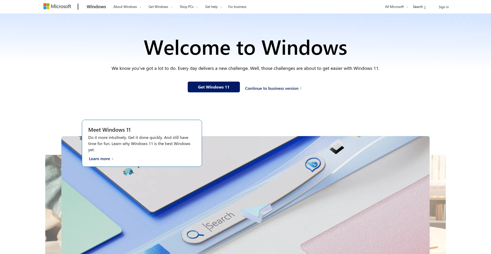 Website screenshot of Windows.com