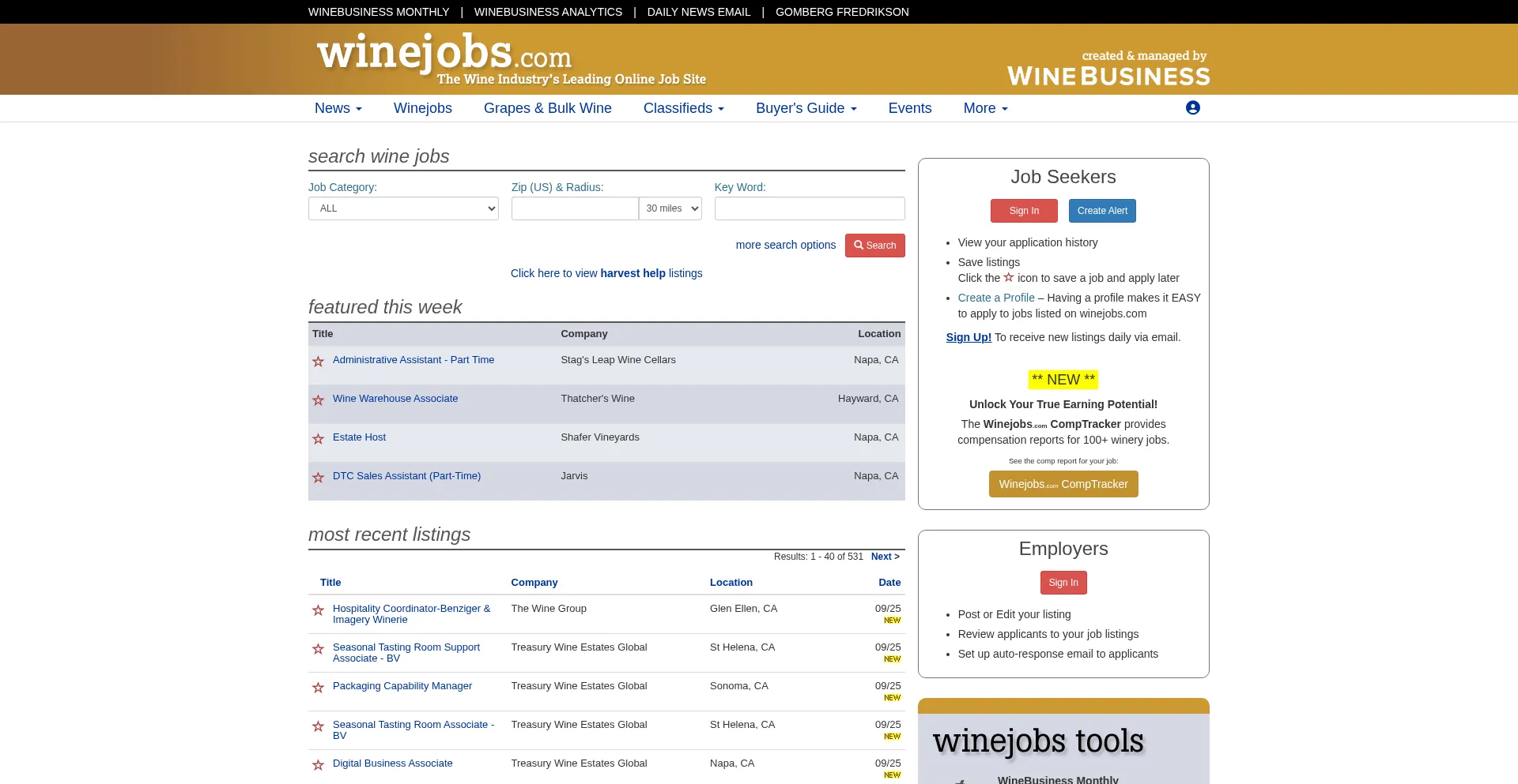 Winejobs.com Screenshot