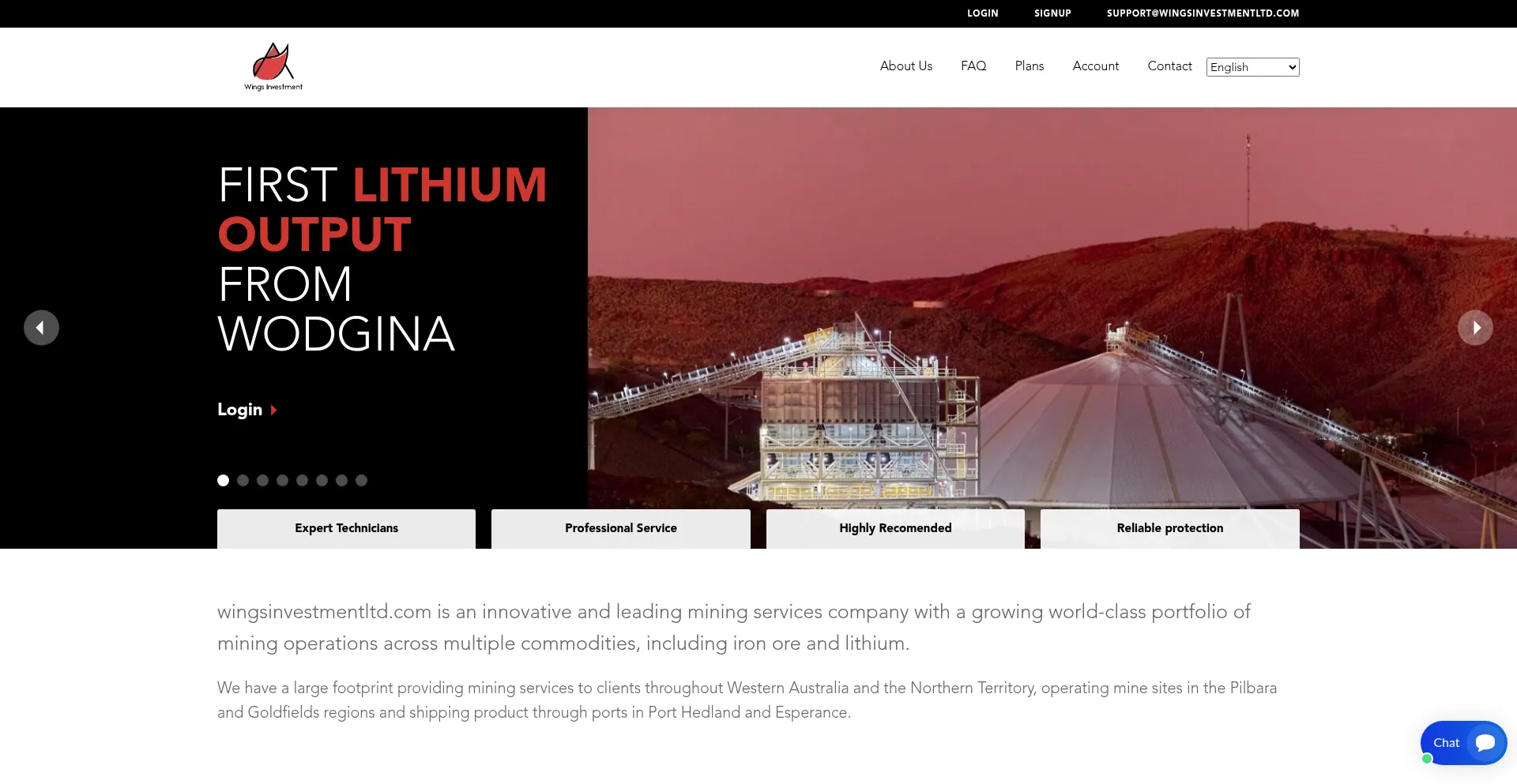 Website screenshot of Wingsinvestmentltd.com