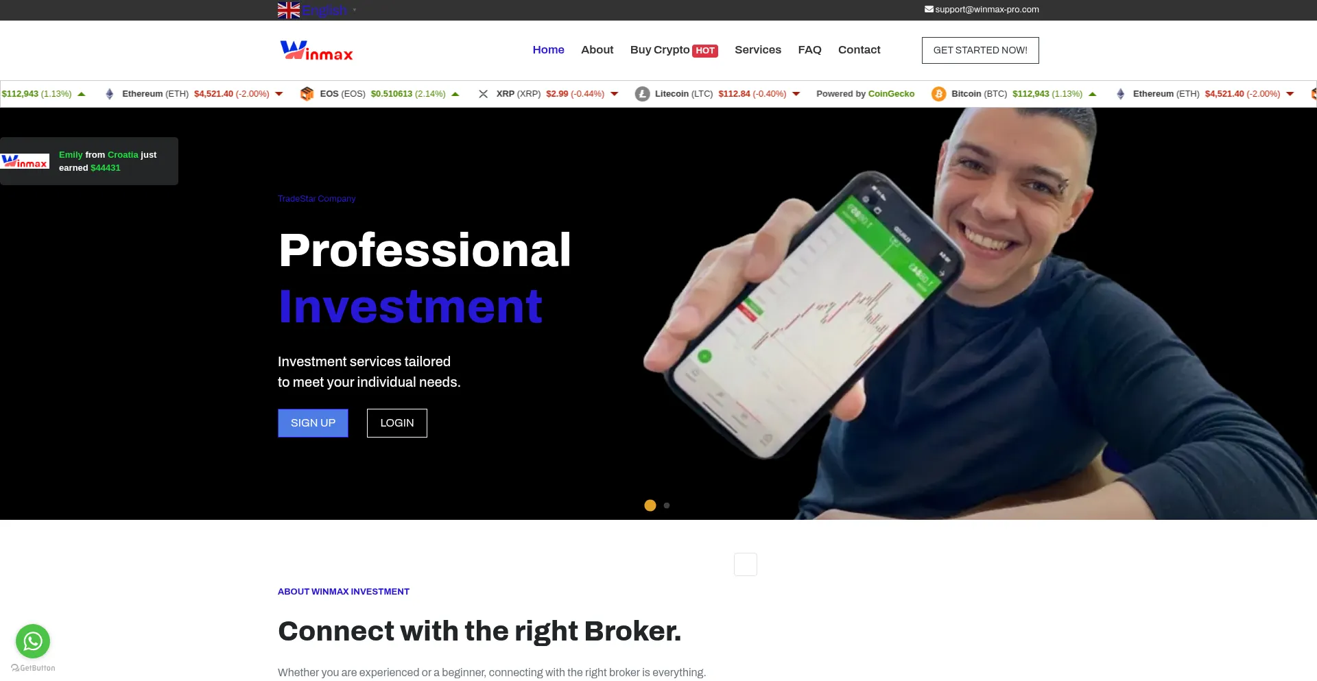Website screenshot of Winmax-pro.com