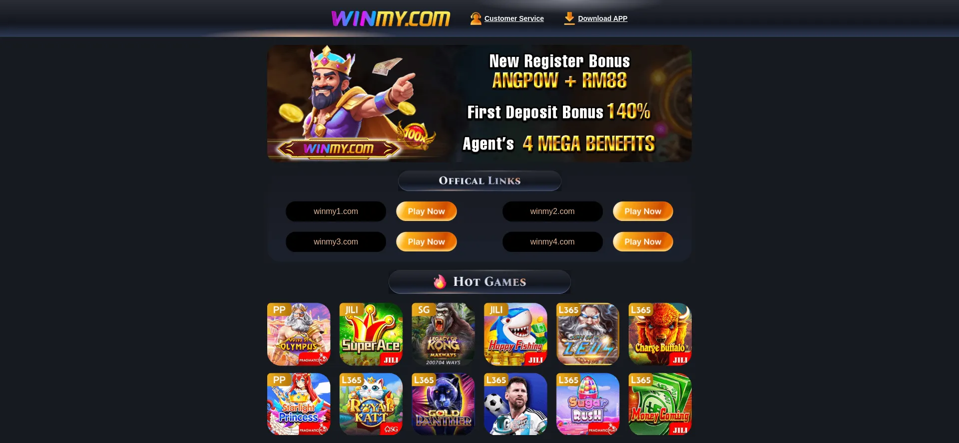 Website screenshot of Winmy.com
