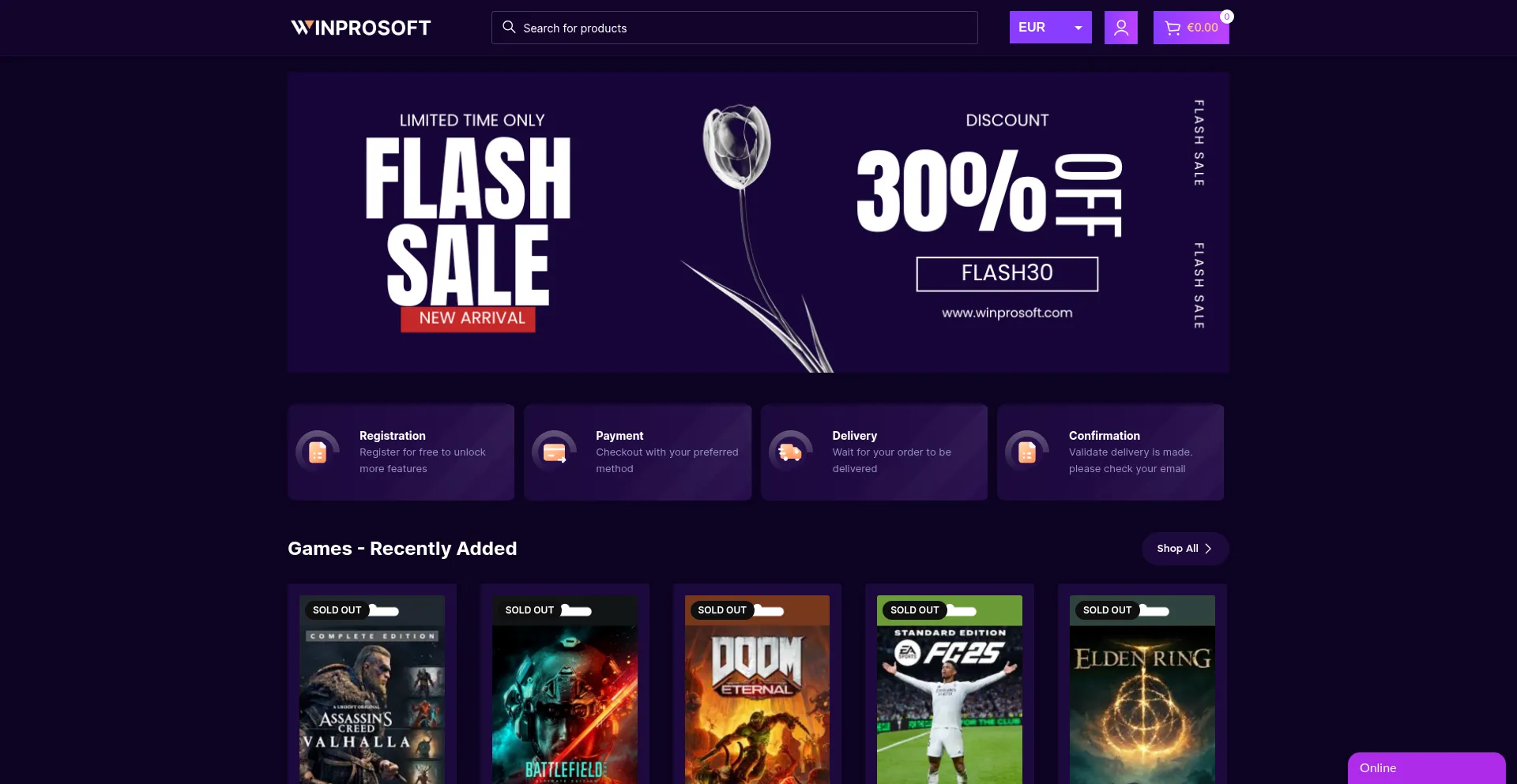 Website screenshot of Winprosoft.com