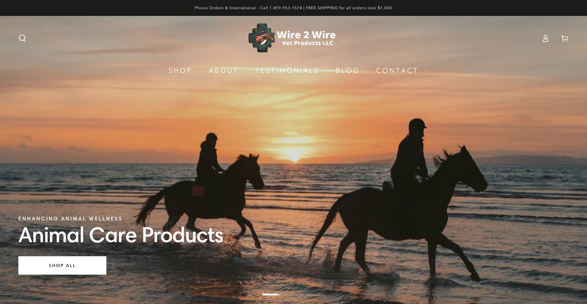 Website screenshot of Wire2wirevetproducts.com