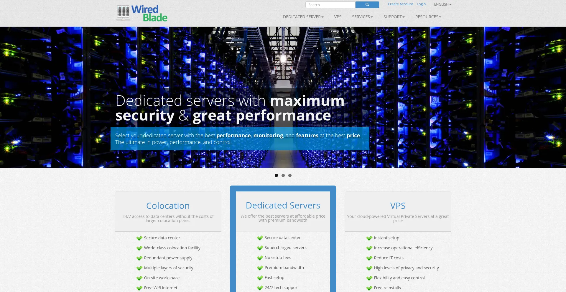 Website screenshot of Wiredblade.com