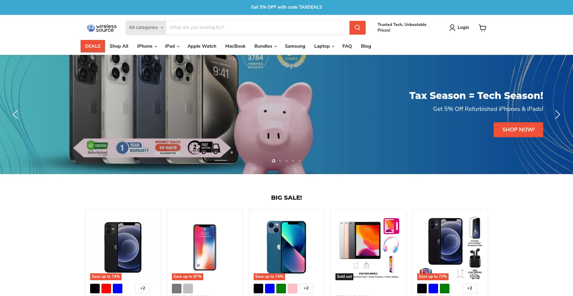 Website screenshot of Wireless-source.com