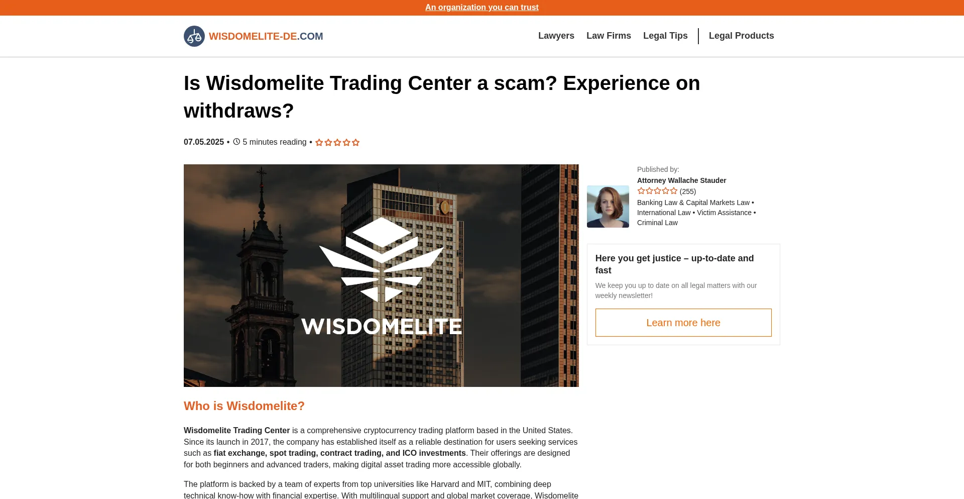 Website screenshot of Wisdomelite-de.com
