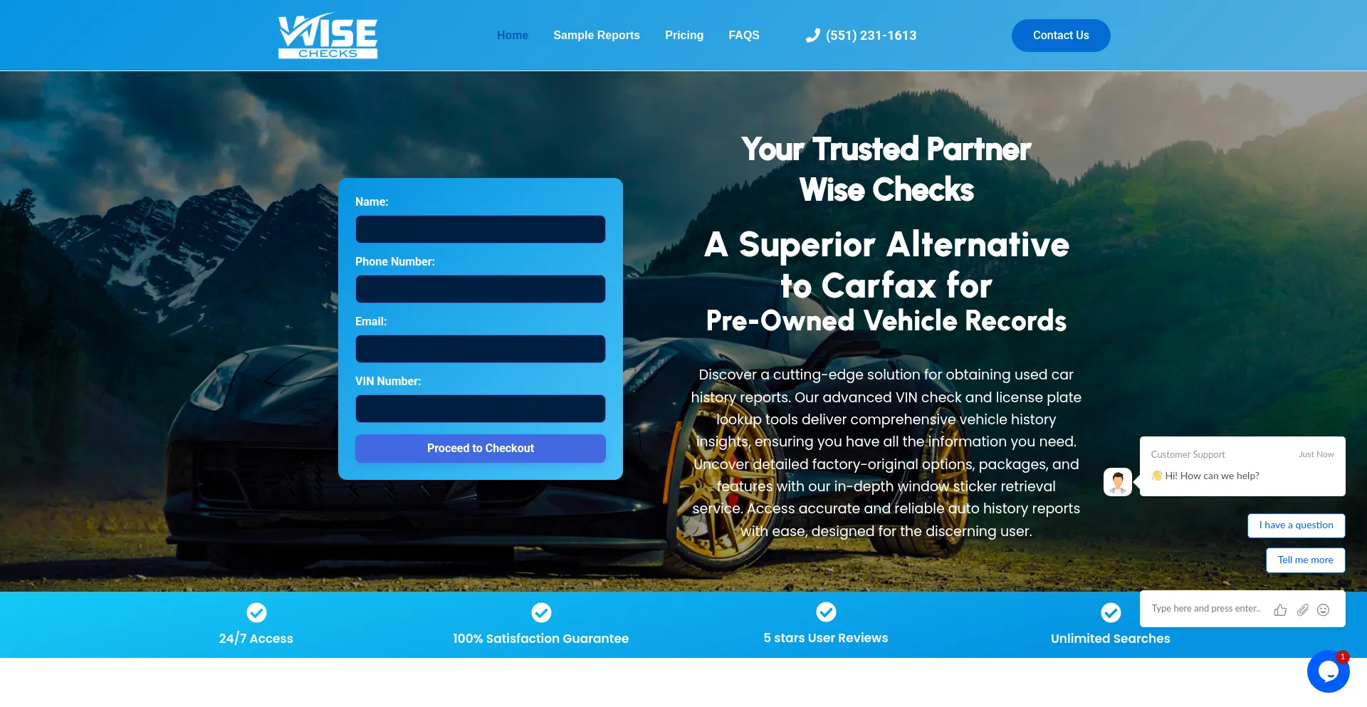 Website screenshot of Wisechecks.com