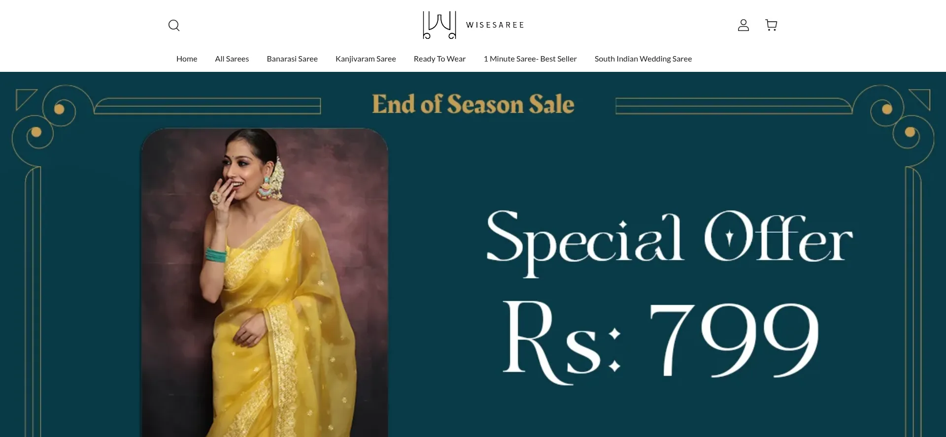 Website screenshot of Wisesarees.com