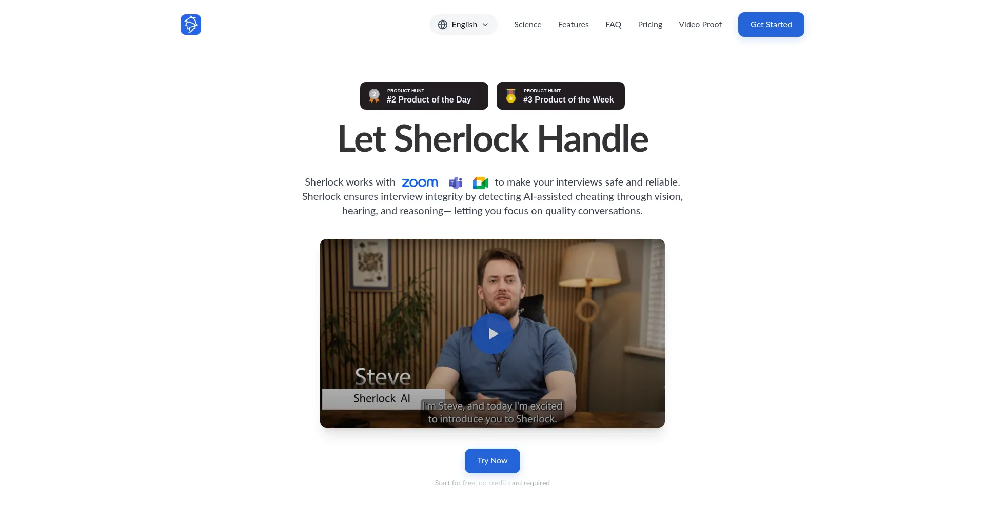 Website screenshot of Withsherlock.ai