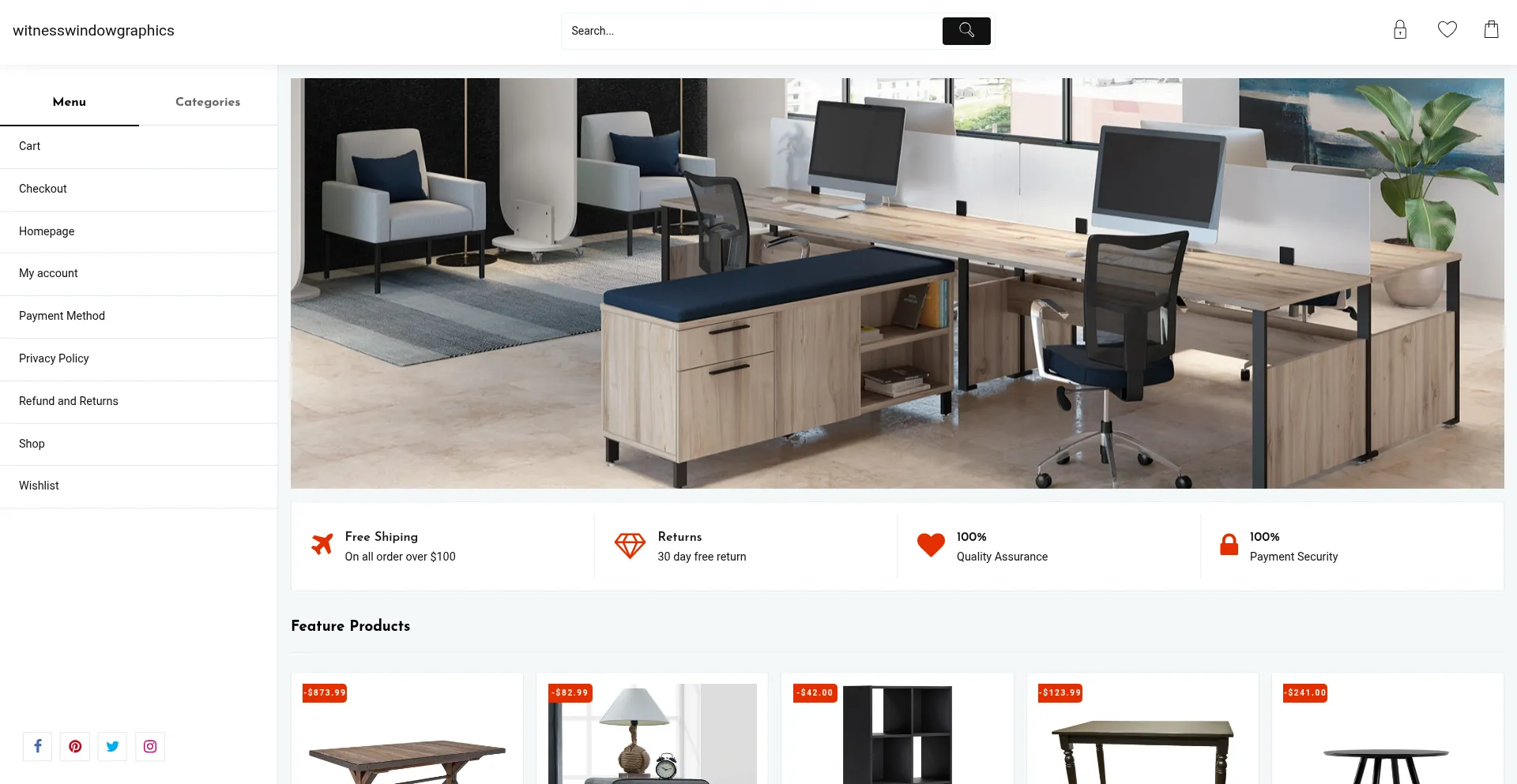 Website screenshot of Witnesswindowgraphics.com