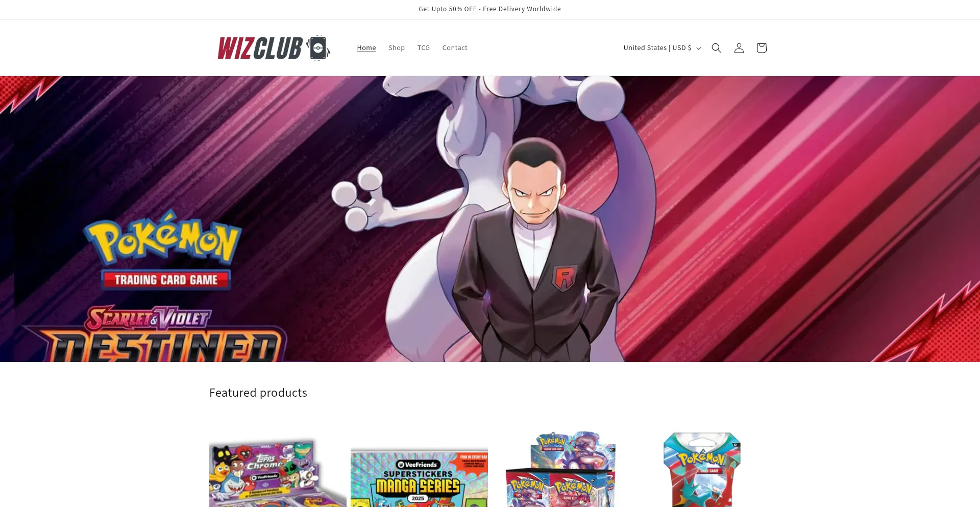 Website screenshot of Wizclub.shop