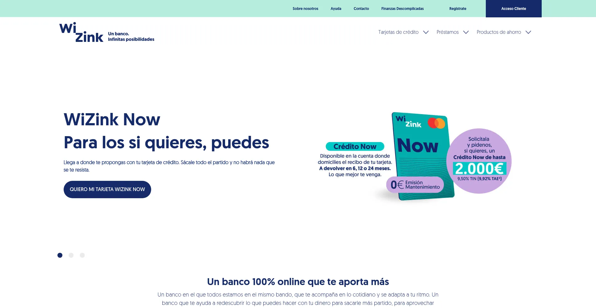 Website screenshot of Wizink.connectaclick.com