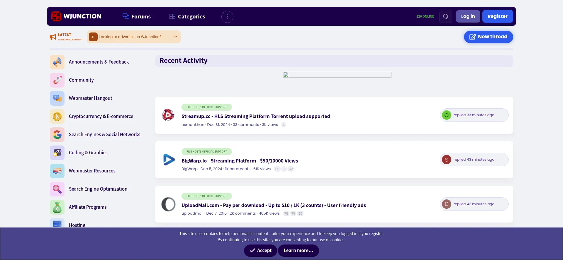 Website screenshot of Wjunction.com