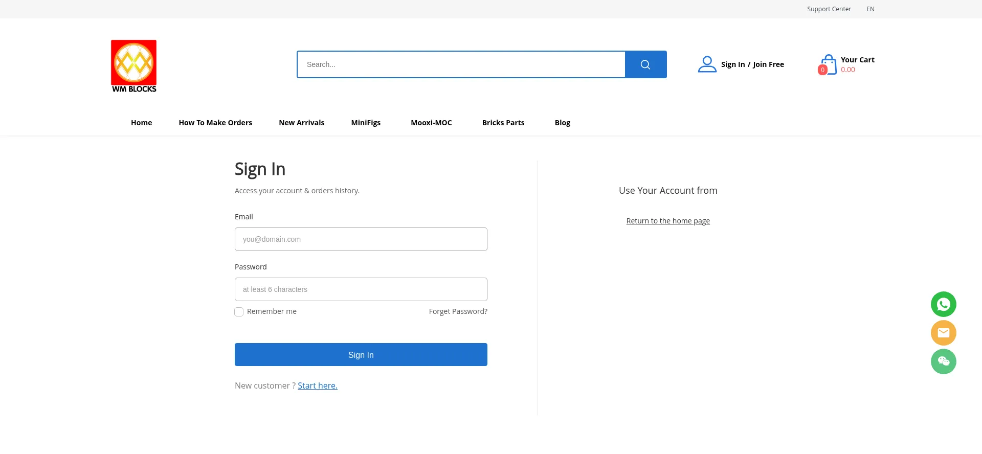 Website screenshot of Wmmocbricks.cn