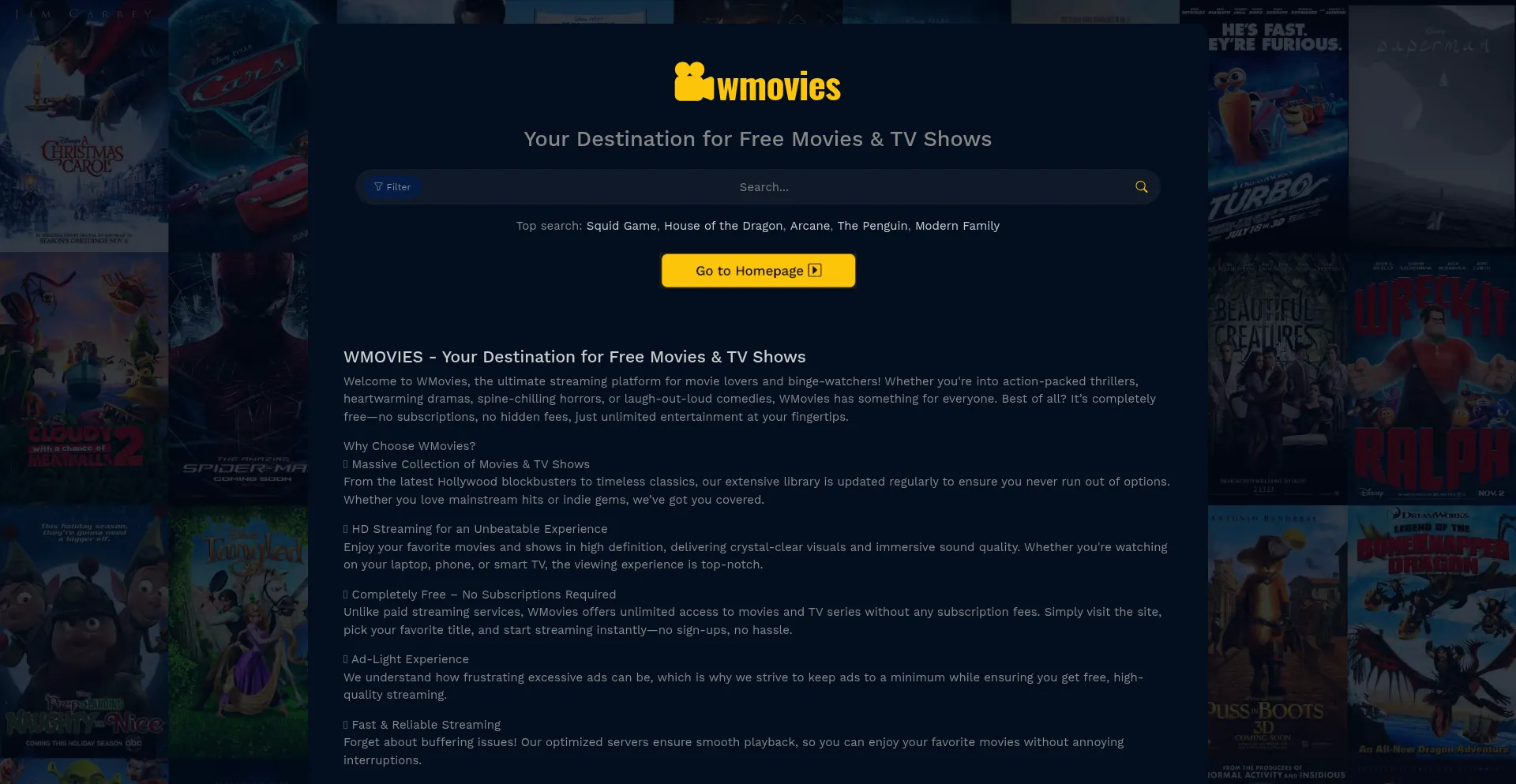 Website screenshot of Wmovies.xyz