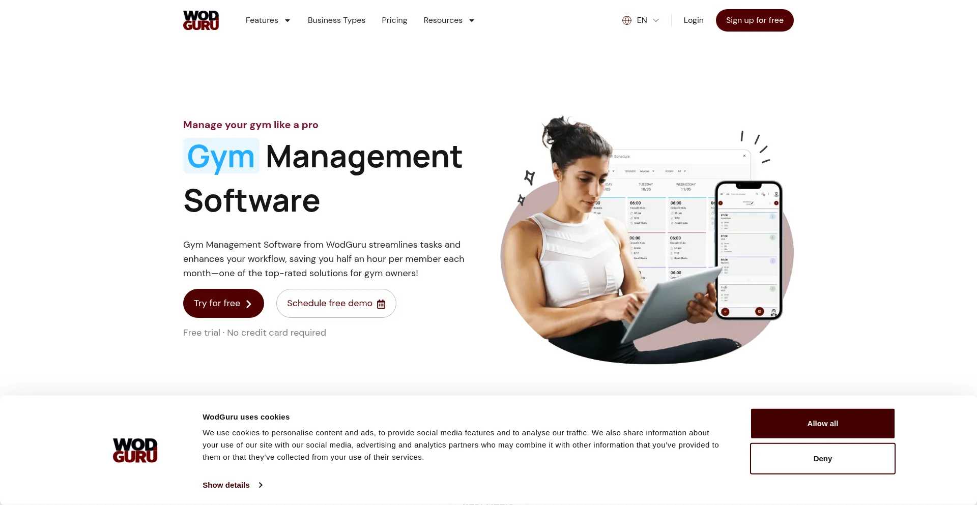 Website screenshot of Wod.guru