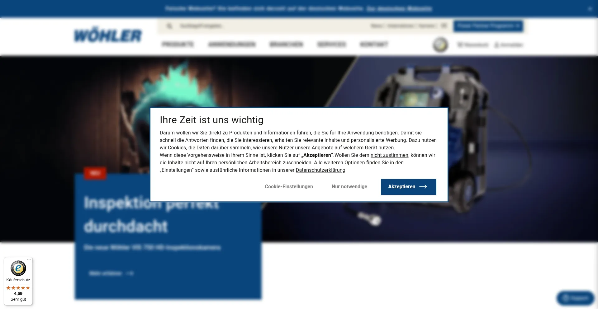 Website screenshot of Woehler.co.uk