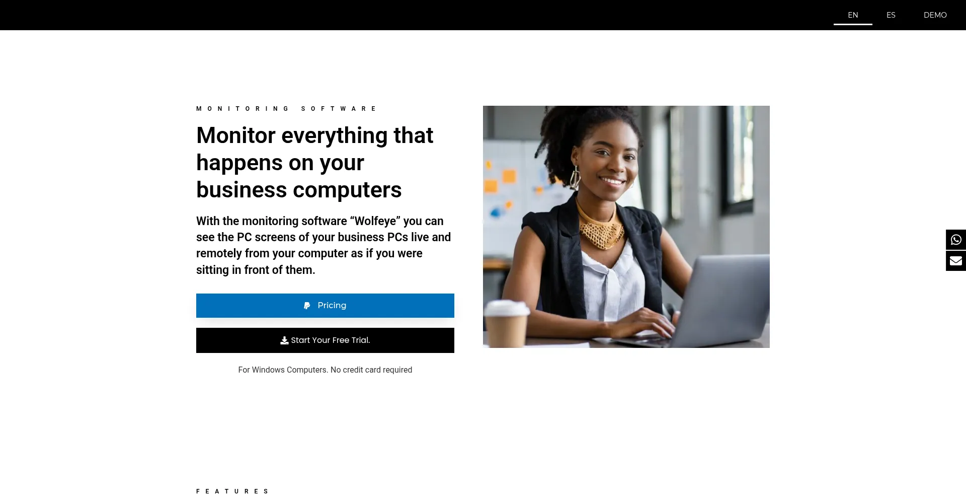 Website screenshot of Wolfeye.de